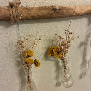 Rustic Wall Hanging with Glass Vases